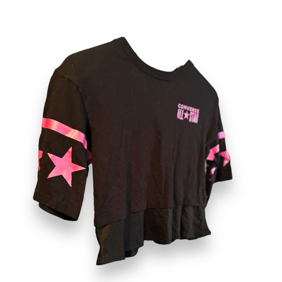 4for$20❗️Girls Converse Superstar Layered Jersey Cropped T-Shirt | Sz: M (10-12) - Picture 6 of 7